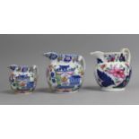 Two Graduated 19th Century Jugs by Rathbone Decorated in the Chinoiserie Manner with Pagoda in