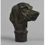 A Reproduction Patinated Bronze Walking Cane Handle in the Form of a Dogs Head, 7cm high