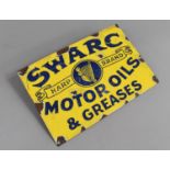 A Reproduction Printed Enamelled Sign for Swarc Motor Oils and Greases, 30cm wide