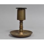 A 19th Century Brass Match Holder and Striker with Dished Tray Base, 12cms High