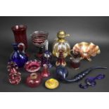 A Collection of Various 19th Century and Later Glass to comprise Cranberry Glass Items, Bottle Vase,