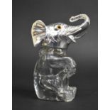 A Reproduction Novelty Glass and Silver Plate Decanter in the Form of a Seated Elephant, 13cm high