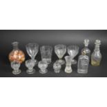 A Collection of Various Glassware to comprise Early 19th Century Flask, Spirit Measure, Drinking