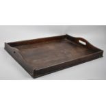 A Late Victorian/Edwardian Two Handled Oak Galleried Tea Tray, 51.5cms by 36cms