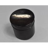 An Ebonized Cylindrical Gentleman's Dressing Table Box, Lid with Marine Ivory Carved Sperm Whale,
