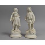 A Pair of Late 19th/Early 20th Century Parian Figures, Fisherman and Wife, 17.5cm high
