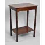 An Edwardian Rectangular Side Table with Stretcher Shelf, Square Supports, 50cms Wide