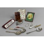 A Collection of Various Curios to comprise Card Case, Agate Handled Bookmark in the Form of a
