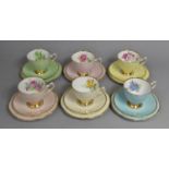 A Bone China Clare Harlequin Tea Set to Comprise Six Cups, Six Side Plates , Six Saucers
