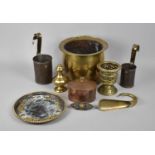 A Collection of Various Brass and Copper Wares to comprise Measures, Planter, Copper Lidded opts (