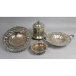 A Collection of Various Silver Plated Items to comprise Biscuit Barrel, Bowls with Moulded Trim