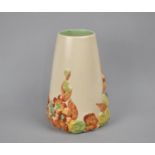 A Clarice Cliff Vase of Tapering Form Decorated in Relief with Flowers, 19cm high