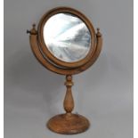 A Circular Gentleman's Shaving Mirror on Turned Wooden Stand, 45cm High, Frame AF