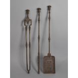 A Set of Three 19th Century Steel Long Handled Fire Irons, the Poker 75cm Long