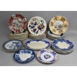 A Collection of Various Plates to comprise Transfer Printed Examples, Blue and White Etc