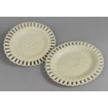 A Pair of 19th Century Wedgwood Creamware Plates of Pierced Oval Form, impressed mark verso to