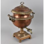 A Late Victorian Copper and Brass Samovar, Varying Condition Issues to Include Loss etc, 45cm high