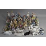 A Collection of Various Continental Figural Glazed and Bisque Ornaments (Condition Issues)