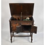 An Edwardian Oak Cased Wind Up Gramophone, in Need of Attention, 79cm wide, Has Been Wormed