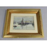 LOT NOW WITHDRAWN> A Small Framed Watercolour Depicting Harbour Scene, 17x12cm