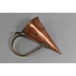 A 19th Century Brass Handled Conical Copper Ale Warmer, 19cms High