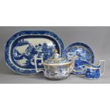 A Collection of Early 19th Century Willow Pattern Blue and White to Comprise Regency Porcelain