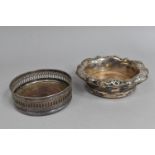 Two Silver Plated Pierced Bottle Coasters
