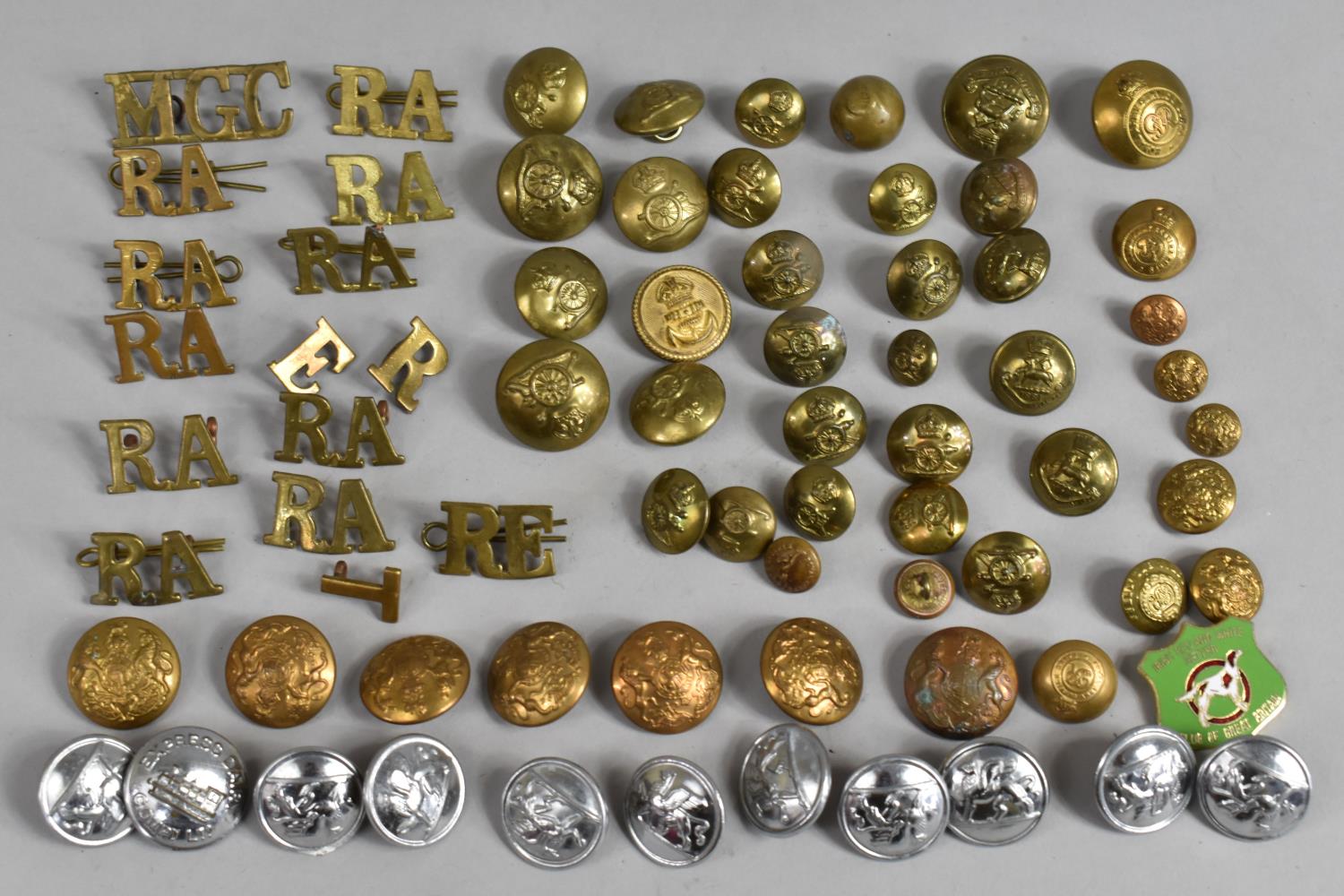 A Collection of Various Military Buttons Etc