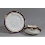 A Copeland China Trio, Tea Cup, Saucer and Side Plate Decorated with Cobalt Blue and Gilt Trim