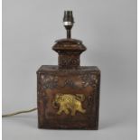 A Modern Indian Table Lamp Decorated with Gilt Elephant