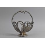 A Silver Plated Colonial Style Sugar Basket, Missing Glass Bowl, Rope Handle, 11cm Diameter