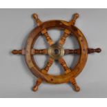 A Reproduction Brass Mounted Model of a Ships Wheel, 32cm Diameter