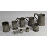 A Collection of 19th Century Pewter Measures and Tankards (Condition Issues)