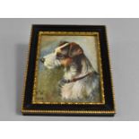 A Miniature Watercolour of a Jack Russell Terrier Monogrammed WW 1912, 9.5 by 7cms