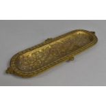 A Late Victorian Brass Oval in Tray with Four Feet and Geometric and Clover Leaf Design, 24cms Wide