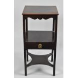 A 19th Century Mahogany Wash Stand with Shaped Stretcher Shelf and Central Drawer with Brass Handle,