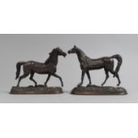 Two Patinated Bronze Studies of Trotting Stallions, Condition Issues, 11cms Long