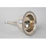 A Silver Plated Wine Funnel with Filter, 15cms Long