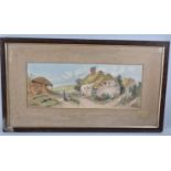A Framed Victorian Watercolour by J Palin, Dated 1894 Depicting Thatched Farm Cottage and