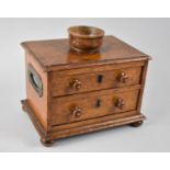 A Late 19th/Early 20th Century Oak Two Drawer Ballot Box with Inset Brass Carrying Handles,