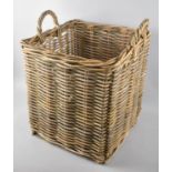 A Vintage Rectangular Wicker Log Basket, 40cms Square and 50cms High