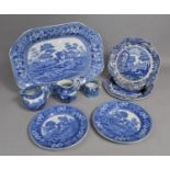 A Collection of Various Blue and White to comprise Spode Platter, Plates, Jug, Fallow Deer Jug by