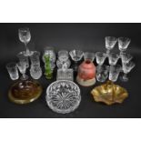 A Collection of Various Coloured and Plain Glassware to comprise Tankards, Small Wines, Lampshade