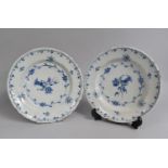 A Pair of 18th Century Tin Glazed Delft Shallow Bowls, 25cm Diameter