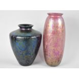 Two Iridescent Studio Glass Vases, Tallest 25.5cm high