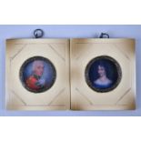 A Pair of Reproduction Framed Printed Miniatures, 9cms