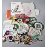 A Collection of Vintage Speedway Ephemera to include Rosettes, Enamelled Badges, Tickets Etc