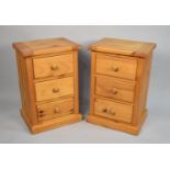 A Pair of Modern Pine Three Drawer Bedside Chests, 45cms Wide