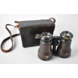 A Pair of Vintage Leather Cased French Binoculars by Chevalier, Paris