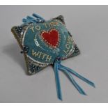 A WWI Period Souvenir Pincushion, To Thee with Love, 15cms Wide